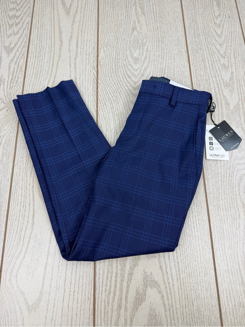 Lauren Ralph Lauren Beugene Boys Plaid Dress Pants 8R*24"-W Blue $75